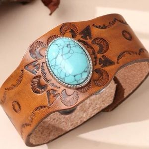 Leather & Turquoise Bracelet